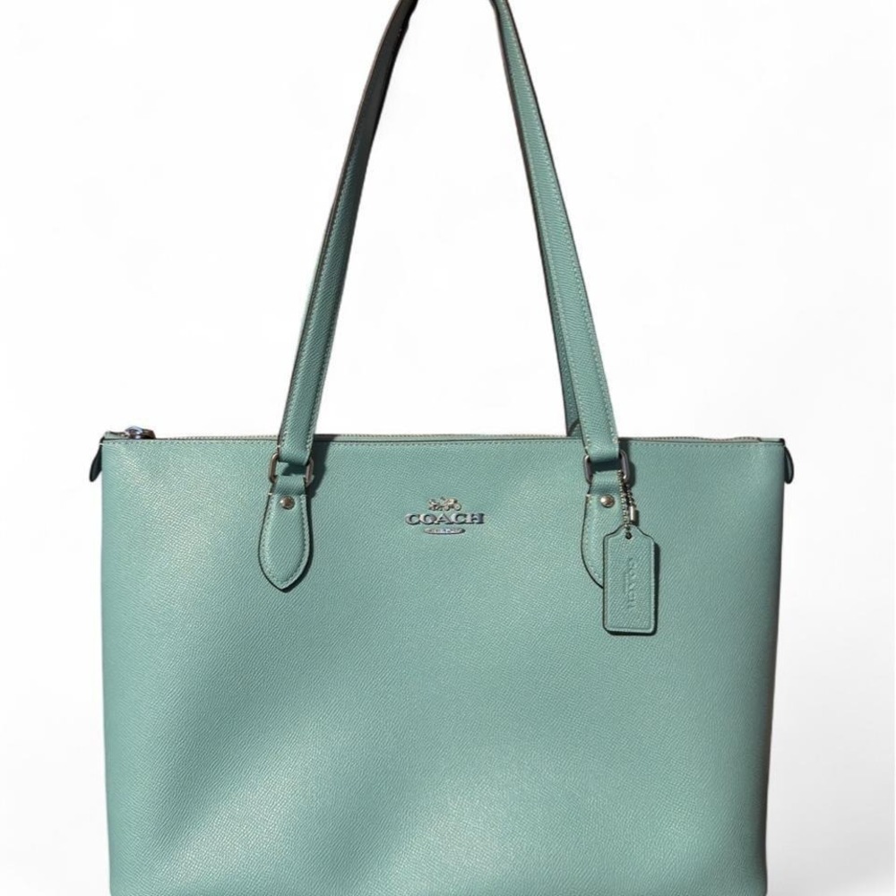 Coach Gallery Tote Bag in a faded blue crossgrain leather